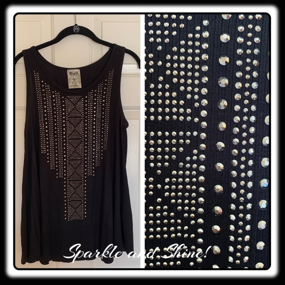 NWT VOCAL black tank with studs and rhinestones size S or L